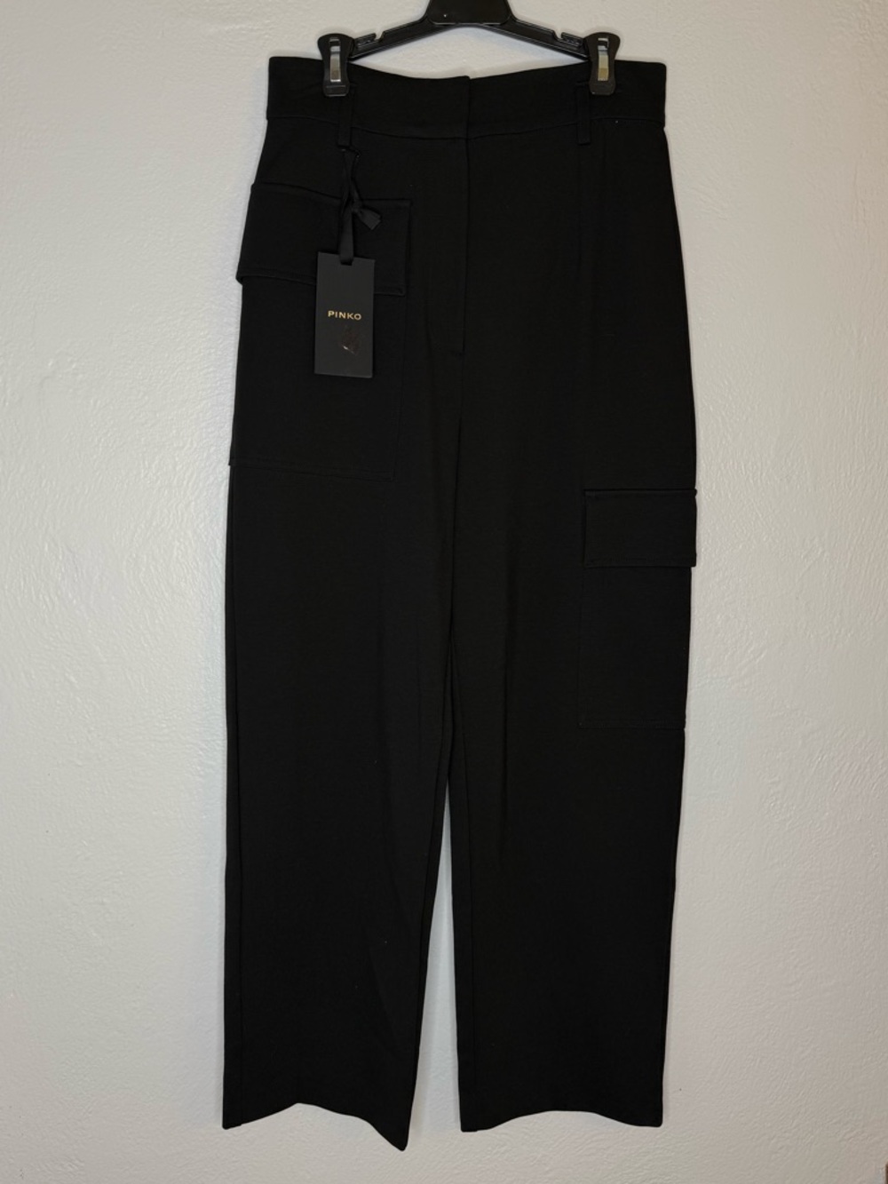 Pinko Perlita Pantalone Black Wide-Leg Cargo Pants New With Tags Size US 6 - Picture 3 of 15
